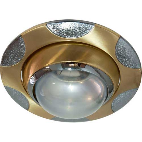 Точечный врезной светильник 156 R50 E14 60W круг мат.золото-хром Feron