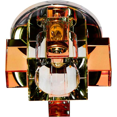 Точечный врезной светильник C1037 JCD9 G9 50W многогранник желтый хром Feron