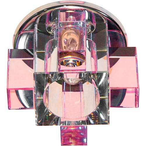 Точковий врізний світильник C1037 JCD9 G9 50W багатогранник рожевий хром Feron