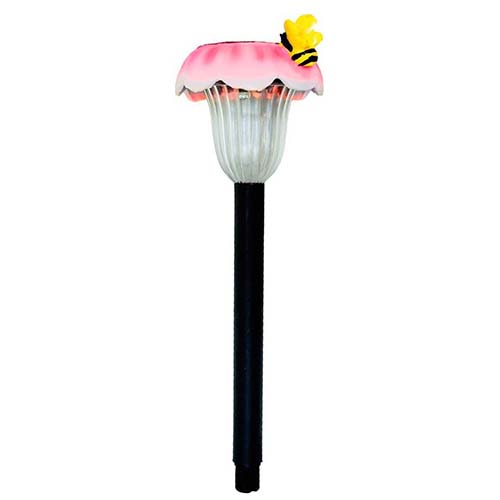 Газонный светильник GL17 Пчела на розовом цветке 1LED белый Feron