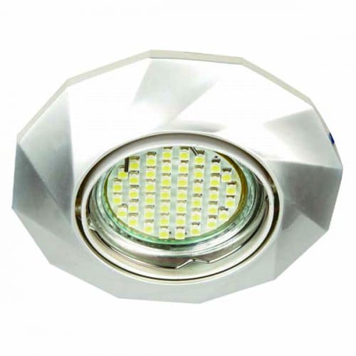 Точечный врезной светильник поворотный DL6021 MR16 GU5.3 50W круг жемчужное серебро Feron