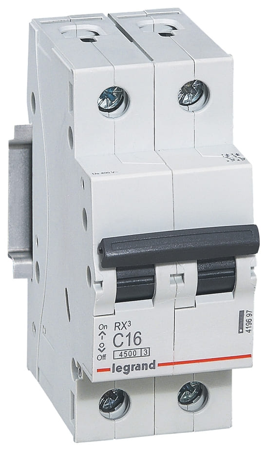 Автоматический выключатель RX3 4,5кА 16А 2 полюса тип C 419697 Legrand