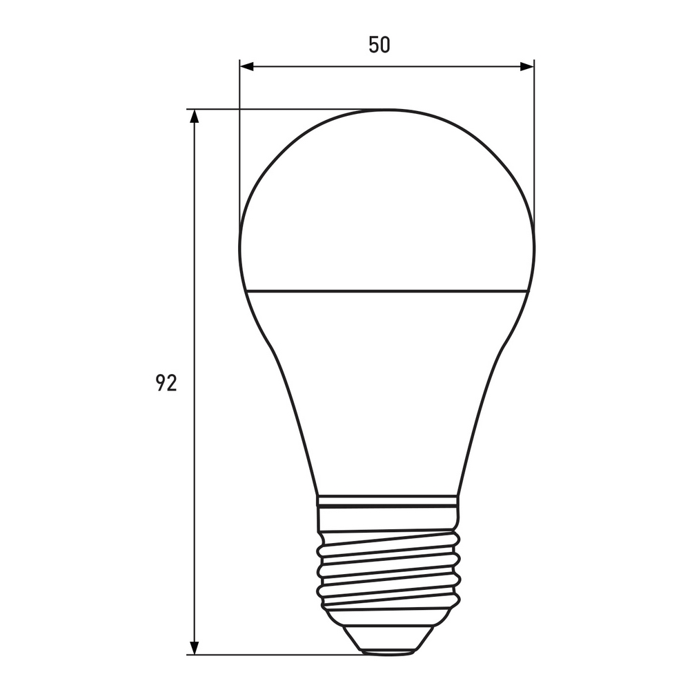 Габаритные размеры светодиодной лампы LED-A50-07274(P) ЕКО Eurolamp