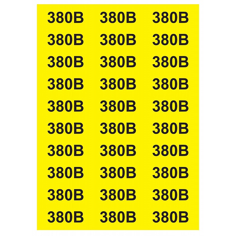 Самоклеящаяся этикетка "Знак - 380В" желтая 38х90мм (на листе 30 шт) SES03017 АСКО-УКРЕМ