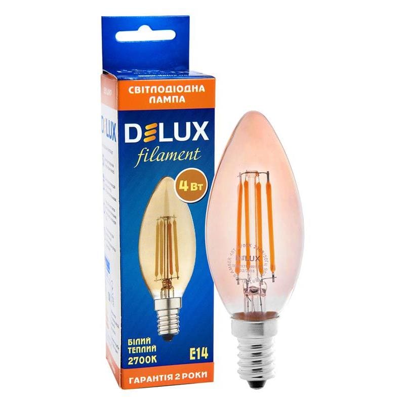 Светодиодная лампа Filament BL37B 90011682 свеча E14 4W 2700K 220V Delux - Фото 1