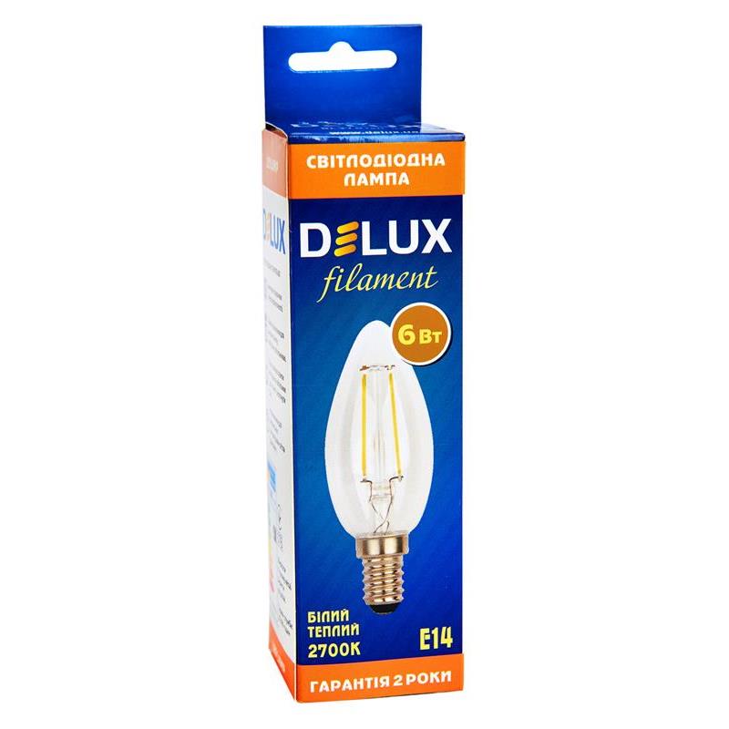 Светодиодная лампа Filament BL37B 90011683 свеча E14 6W 2700K 220V Delux - Фото 4