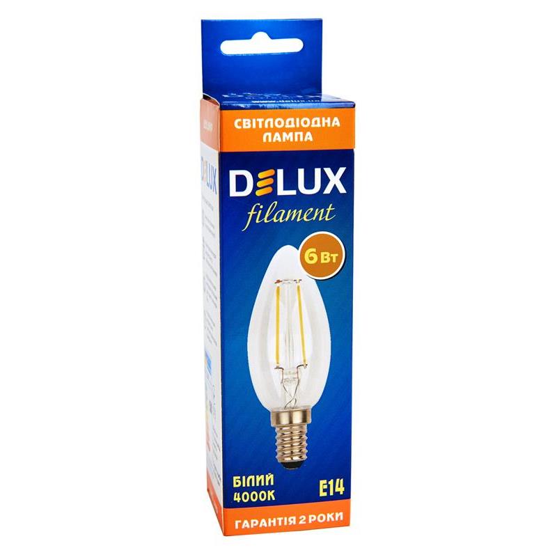 Светодиодная лампа Filament BL37B 90011684 свеча E14 6W 4000K 220V Delux. Фото 4