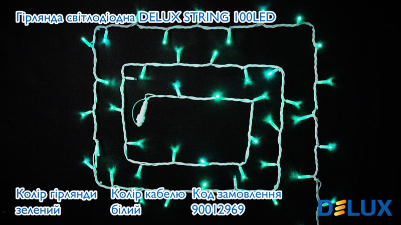 Гирлянда внешняя 90012969 String 100LED 10m зеленый/белый 230V IP44 Delux - Фото 3