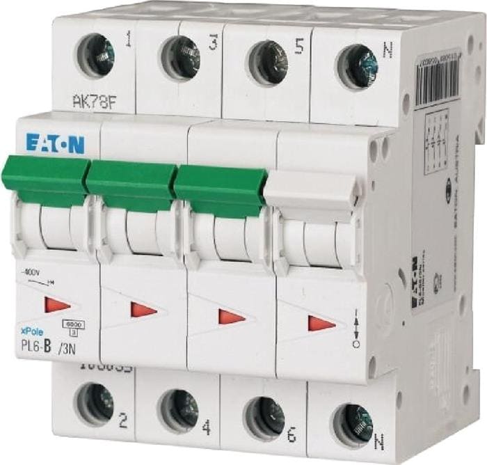 Автоматичний вимикач 40A 6kA 4 полюси (3p+N) тип C PL6-C40/3N Eaton (Moeller)