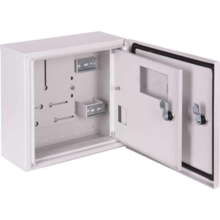 Шкаф для электросчетчика металлический e.mbox.pro.n.f1.4 IP54 навесной под 1ф счетчик 4 модуля с внутренними дверцами под опломбировку серый p0100224 ENEXT