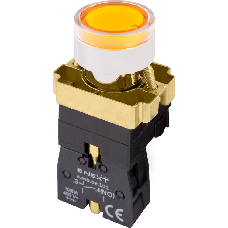 Кнопка управления желтая без фиксации 1NO e.mb.bw3561 p0810104 ENEXT