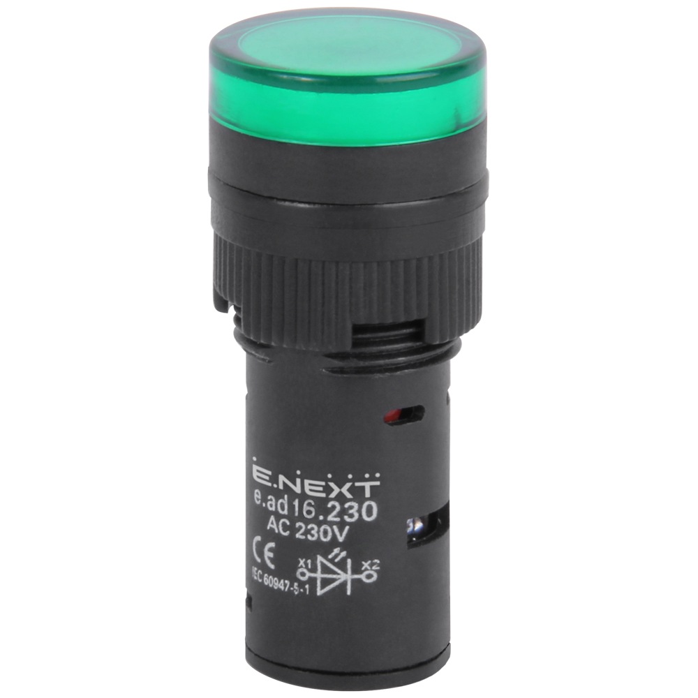 Сигнальная лампа LED e.ad16.230.green АС 230V зеленая s009013 E.NEXT