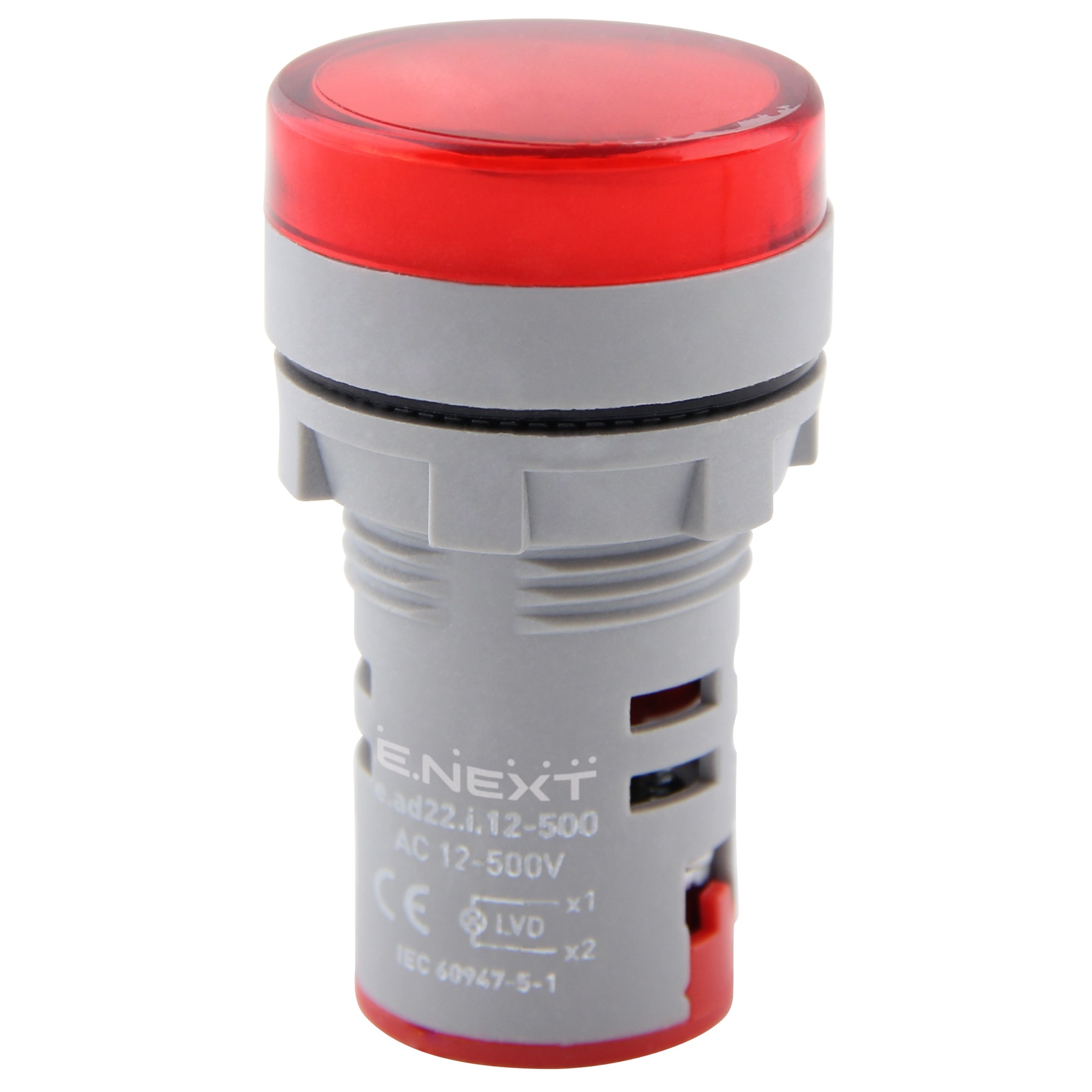 Сигнальная лампа LED с индикатором напряжения e.ad22.i.12-500.red АС 12-500V красная s009034 ENEXT