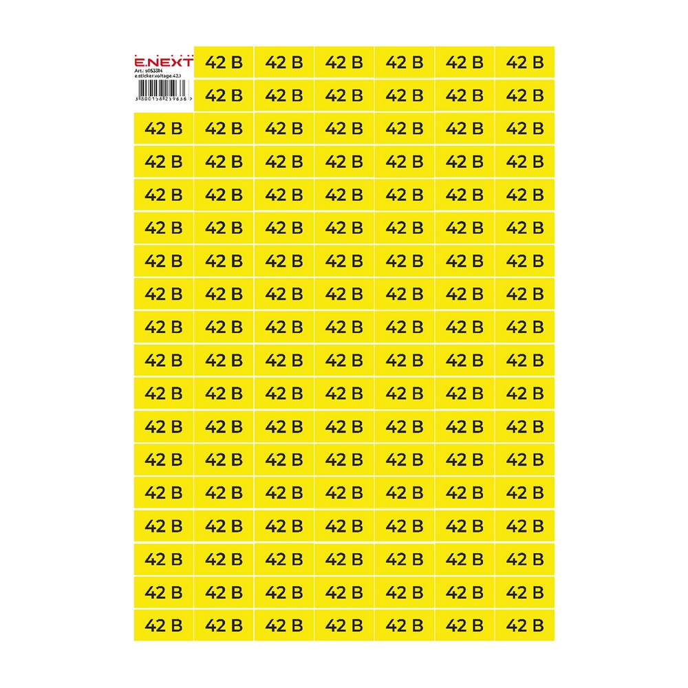 Самоклеющаяся наклейка "42В" e.sticker.voltage.42.1 40х20мм желто-черная 102 шт/лист s053314 ENEXT