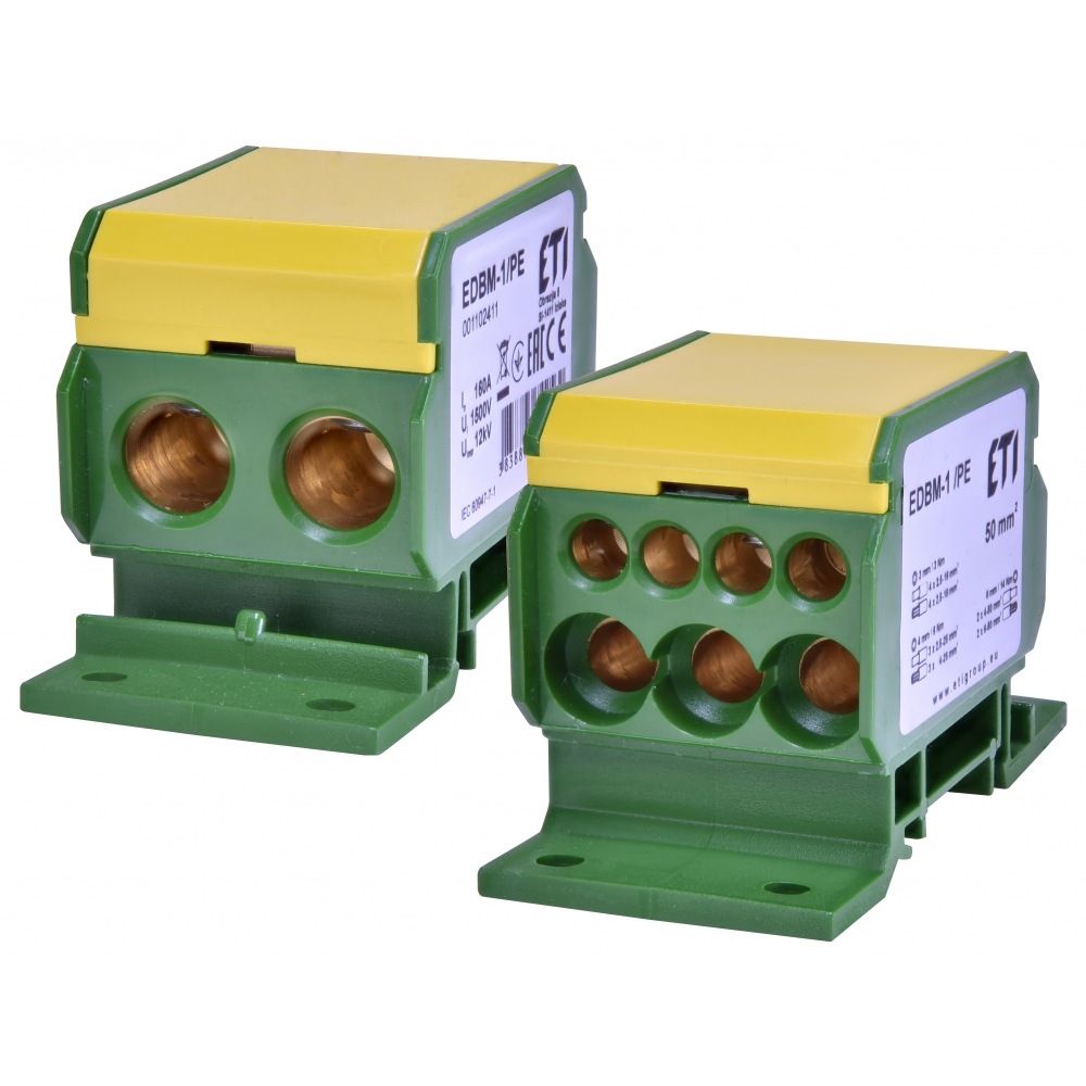 Блок распределительный EDBM-1/PE 160A 1 полюс 1 вход 8 выходов зеленый+желтый 001102411 ETI