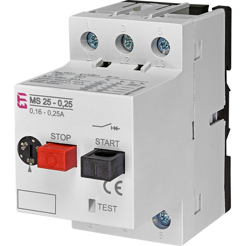 Автомат для захисту електродвигуна MS25-0,25 0,16-0,25A 50kA 004600020 ETI - Фото 1