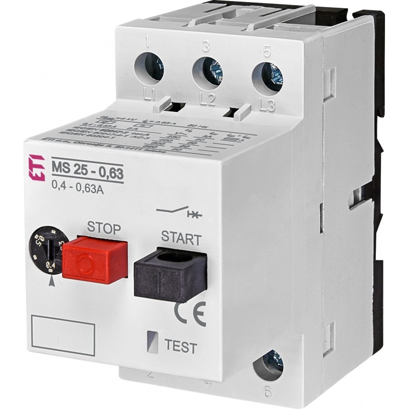 Автомат для захисту електродвигуна MS25-0,63 0,4-0,63A 50kA 004600040 ETI - Фото 1
