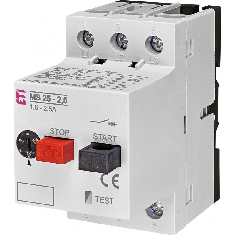 Автомат для захисту електродвигуна MS25-2,5 1,6-2,5A 50kA 004600070 ETI - Фото 1