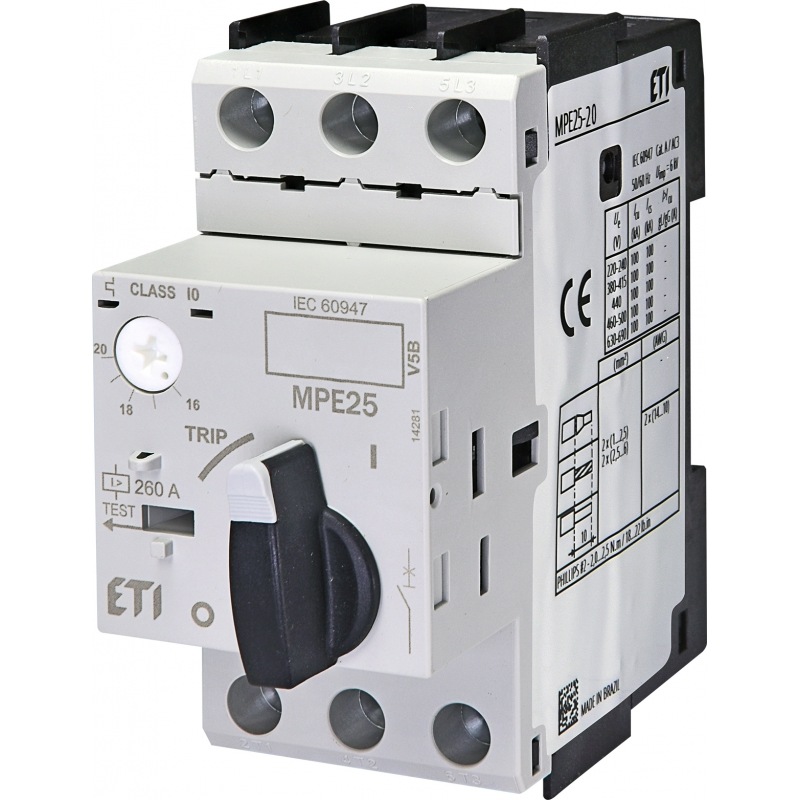 Автомат для захисту електродвигуна MPE25-20 16-20A 50kA 004648012 ETI - Фото 1