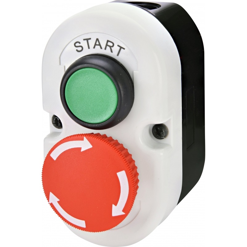 Пост кнопочный ESE2-V5 2 кнопки "START"+грибок "STOP" 1NO+1NC IP65 серо-черный 004771443 ETI