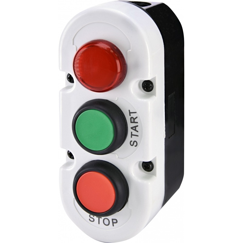 Пост кнопковий ESE3-V8 2 кнопки+лампа "START"+"STOP" 1NO+1NC IP65 сіро-чорний 004771446 ETI