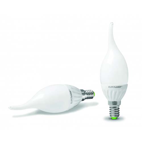 Світлодіодна лампа LED-CW-4W/2700 Ceramic CF37 свічка на вітрі E14 4W 2700K 220V Eurolamp