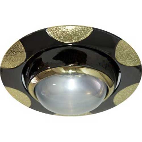Точковий врізний світильник 156 R50 E14 60W коло чорний металік-золото Feron