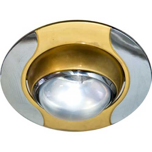 Точечный врезной светильник 020 R50 E14 60W круг золото-хром Feron