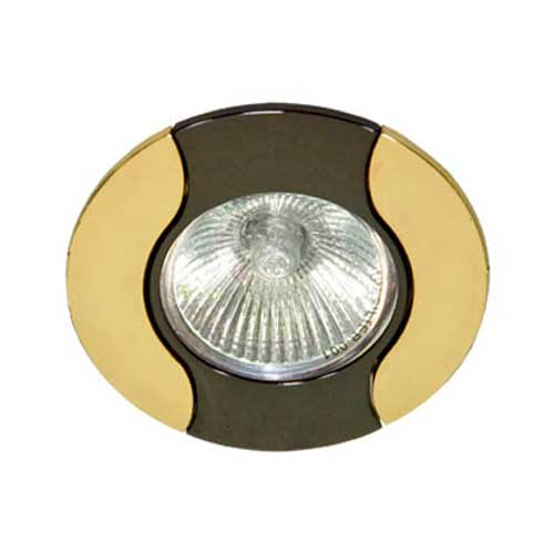 Точечный врезной светильник 020T MR16 GU5.3 50W круг черный-золото Feron