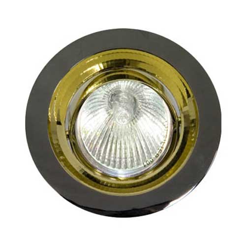 Точковий врізний світильник 1009DL MR11 G4 35W коло чорне золото Feron