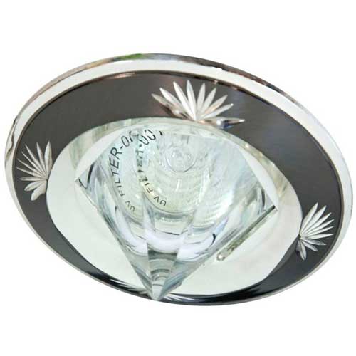 Точечный врезной светильник 2012DL MR16 GU5.3 50W круг черное серебро Feron