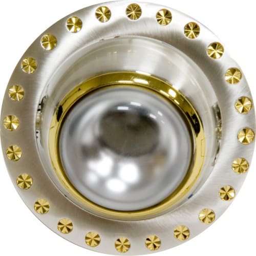 Точковий врізний світильник 1720 R39 E14 40W коло матове срібло-золото Feron