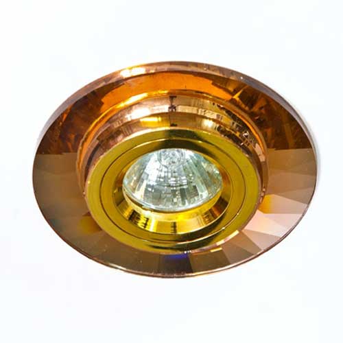 Точечный врезной светильник 8130-2 MR11 G4 50W круг коричневый золото Feron