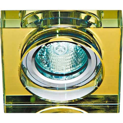 Точечный врезной светильник 8180-2 MR16 GU5.3 50W квадрат желтый серебро Feron