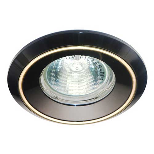 Точечный врезной светильник DL1023 MR16 GU5.3 50W круг черный-алюминий-хром Feron