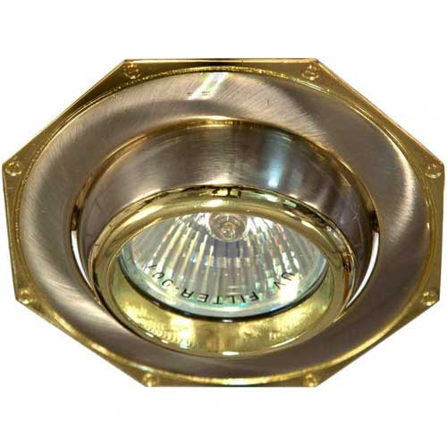 Точечный врезной светильник 305 R50 E14 60W многогранник титан-золото Feron