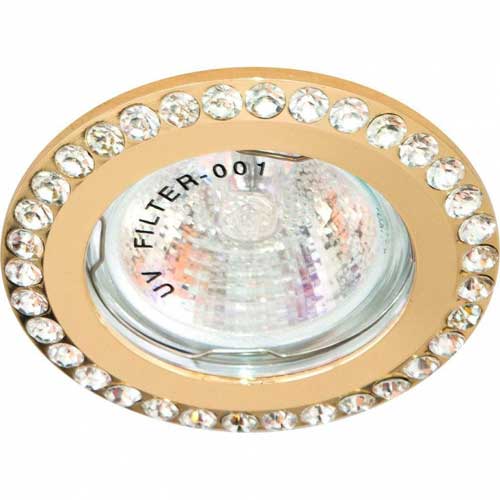 Точечный врезной светильник DL100-C MR16 GU5.3 50W круг прозрачный золото Feron