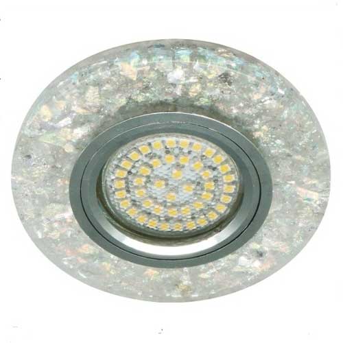 Точечный врезной светильник с подсветкой 8585-2 MR16 GU5.3 50W круг мерцающий белый серебро Feron