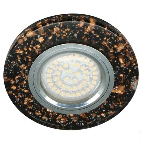 Точечный врезной светильник с подсветкой 8585-2 MR16 GU5.3 50W круг черный золото серебро Feron