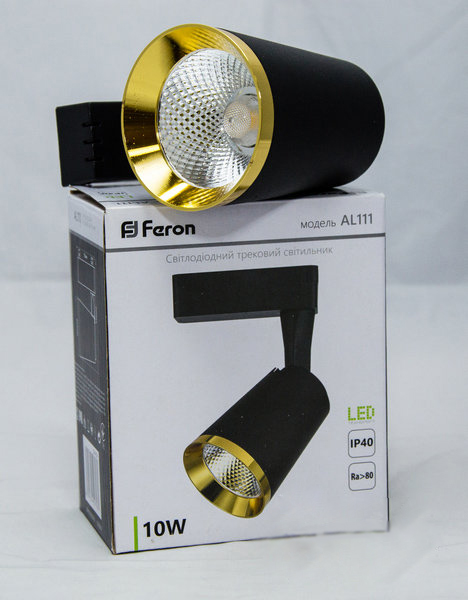 Трековый светодиодный светильник AL111 10W 4000K чeрный-золото 6311 Feron - Фото 6