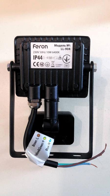 Светодиодный прожектор LL-904 10W с датчиком движения 6400 K 800 Lm 6395 Feron - Фото 2