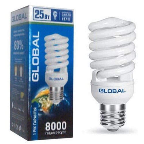 Люминесцентная лампа GFL-005-1 T2 FS 20W 2700K E27 220V Global