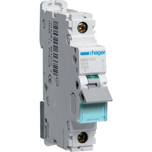 Автоматичний вимикач 4A 10kA 1 полюс тип D NDN104 Hager