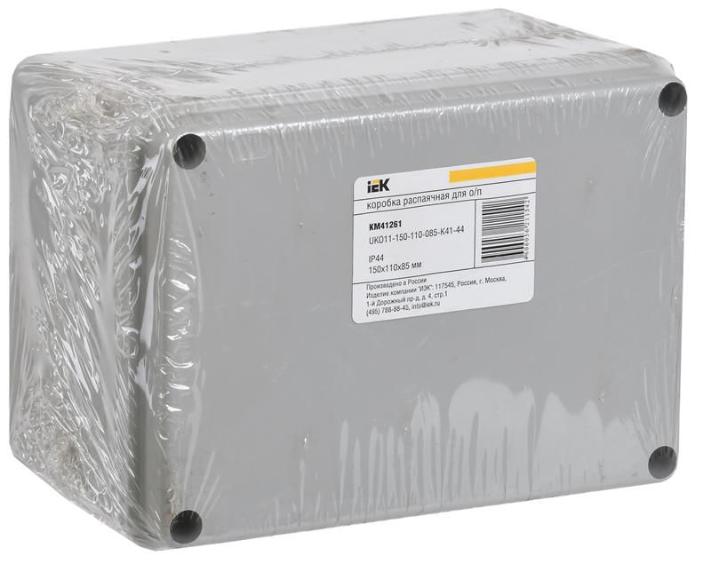 Распределительная коробка серая с гладкими стенками 150х110х85мм IP44 КМ41261 UKO11-150-110-085-K41-44 IEK - Фото 2