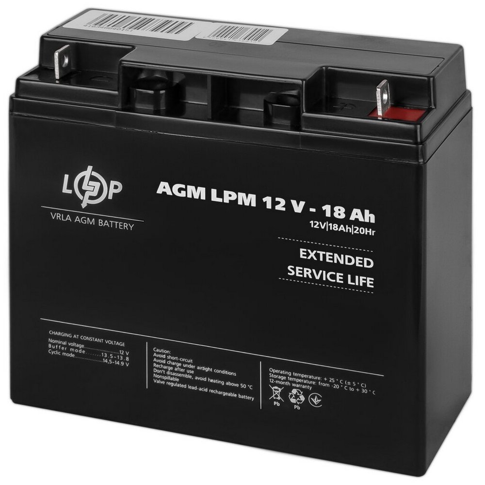 Акумулятор AGM LPM 12V 18Ah для Mercedes 10753 LogicPower