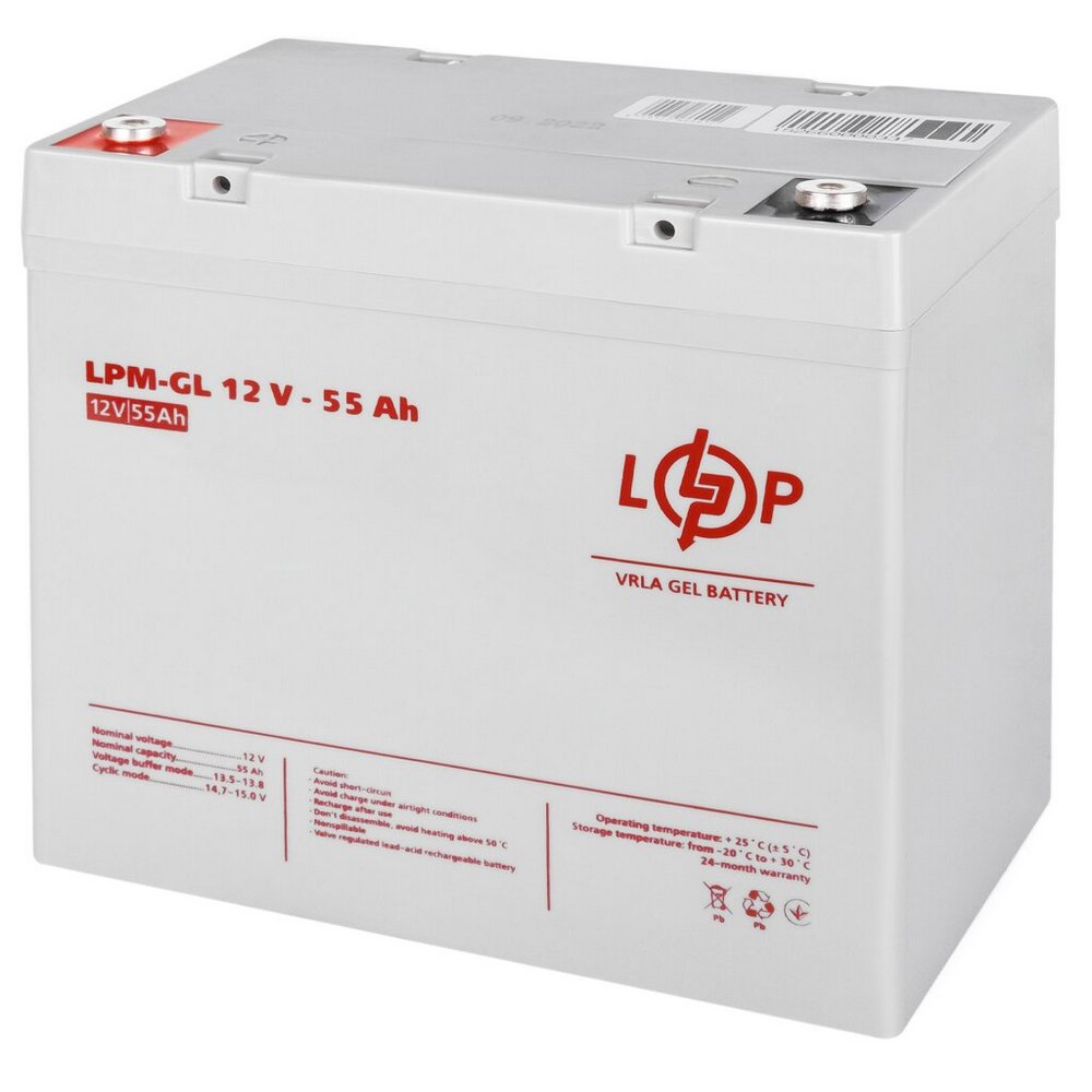 Акумулятор гелевий LPM-GL 12V 55Ah 15266 LogicPower - Фото 1