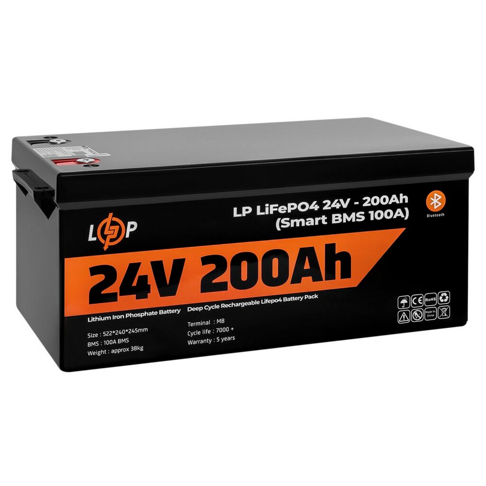 Акумулятор LP LiFePO4 для ДБЖ 24V (25,6V) 200Ah (5120Wh) (Smart BMS 100А) з BT пластик 20201 LogicPower - Фото 4