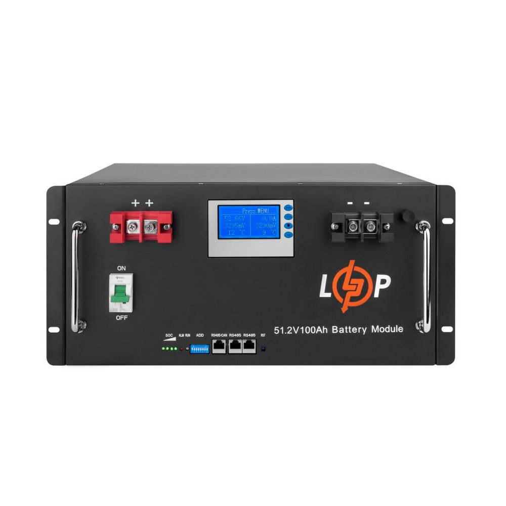 Акумулятор LP LiFePO4 48V (51,2V) 100Ah (5120Wh) (Smart BMS 100A) з LCD RM 20330 LogicPower - Фото 1