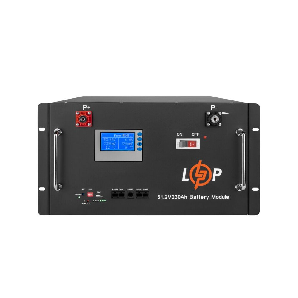 Акумулятор LP LiFePO4 48V (51,2V) 230Ah (11776Wh) (Smart BMS 200A) з LCD RM 20331 LogicPower - Фото 1