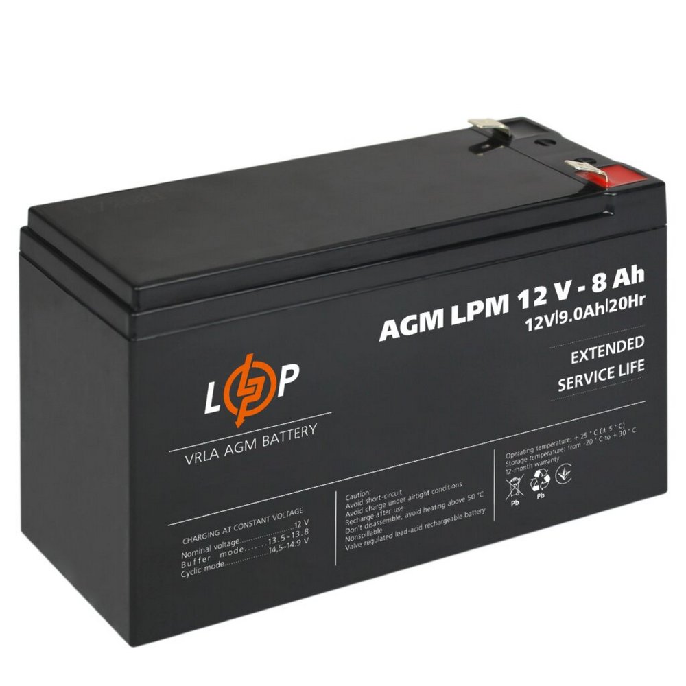 Акумулятор AGM LPM 12V 8Ah 3865 LogicPower - Фото 4